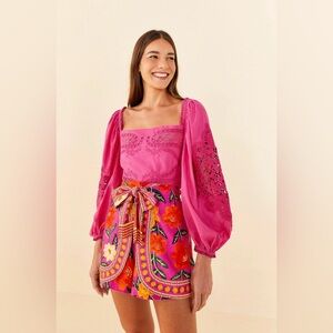 FARM Rio Pink Lace Blouse